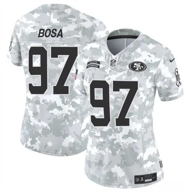 Womens San Francisco 49ers #97 Nick Bosa 2024 F.U.S.E Arctic Camo Salute To Service Limited Stitched Jersey Dzhi